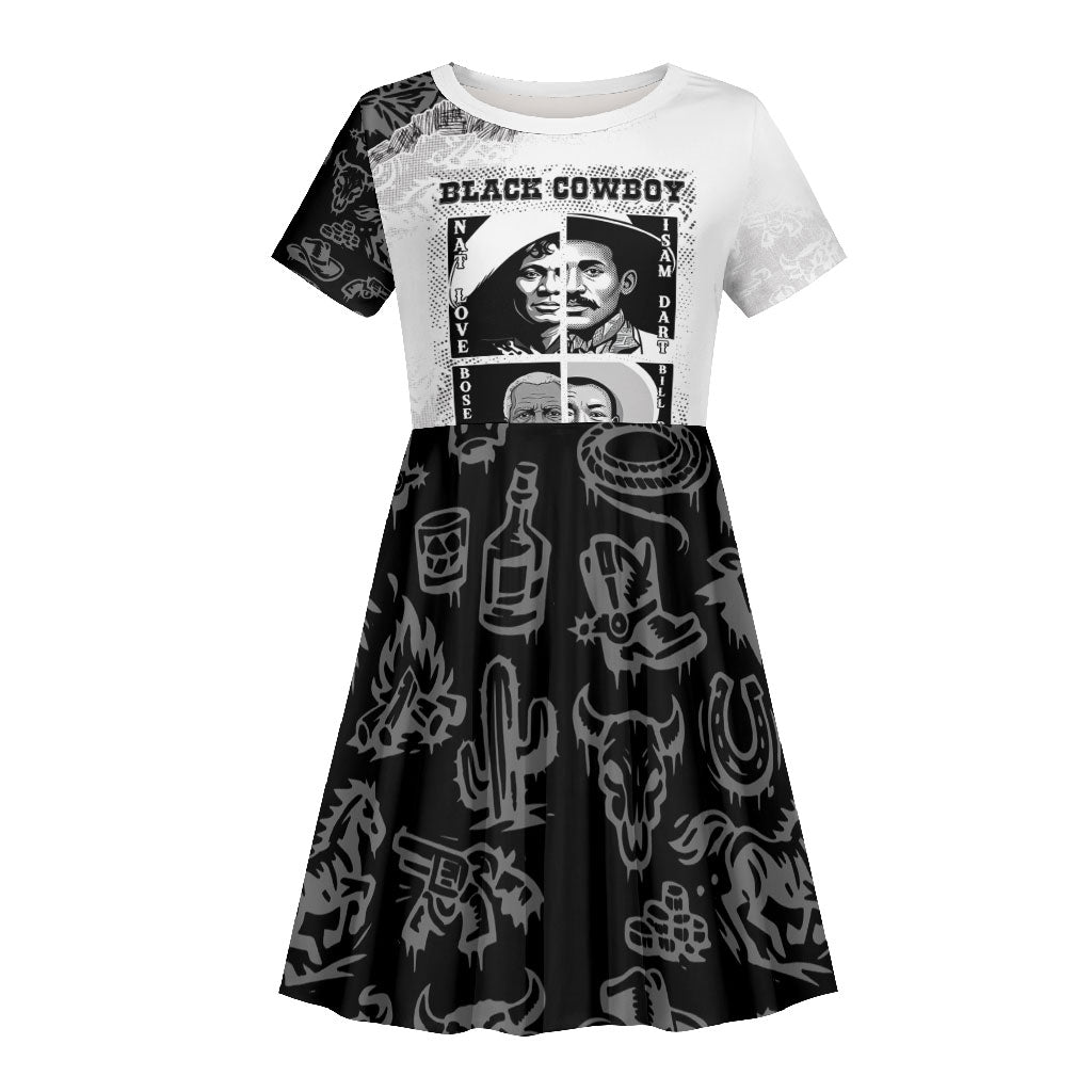Black Cowboy Kid Short Sleeve Dress African American Black History Unique Style