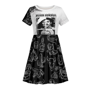 Black Cowboy Kid Short Sleeve Dress African American Black History Unique Style