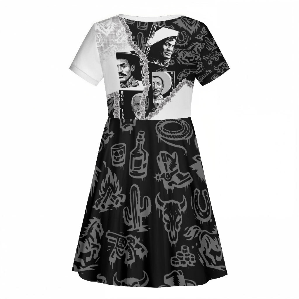 Black Cowboy Kid Short Sleeve Dress African American Black History Unique Style