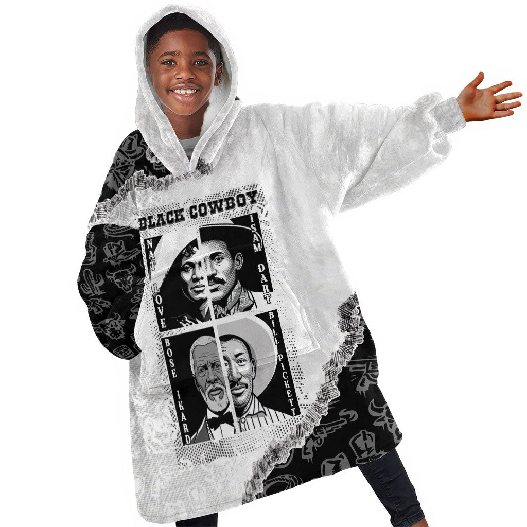 Black Cowboy Kid Wearable Blanket Hoodie African American Black History Unique Style