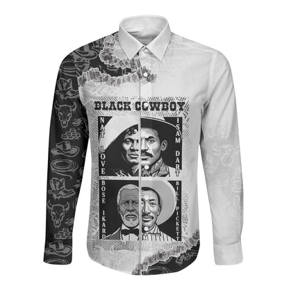 Black Cowboy Long Sleeve Button Shirt African American Black History Unique Style