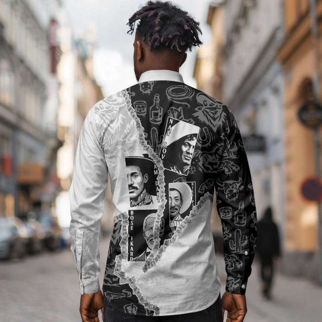 Black Cowboy Long Sleeve Button Shirt African American Black History Unique Style