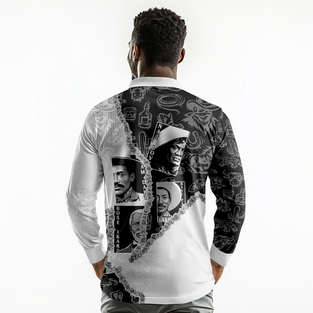 Black Cowboy Long Sleeve Polo Shirt African American Black History Unique Style
