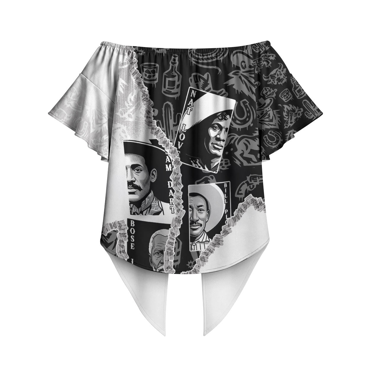 Black Cowboy Off Shoulder Wrap Waist Top African American Black History Unique Style