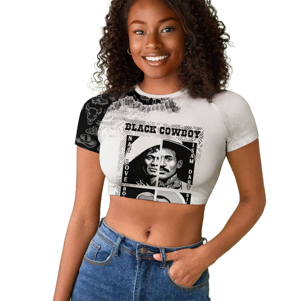Black Cowboy Raglan Cropped T shirt African American Black History Unique Style