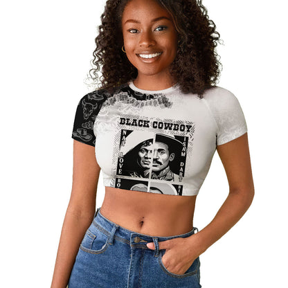 Black Cowboy Raglan Cropped T shirt African American Black History Unique Style