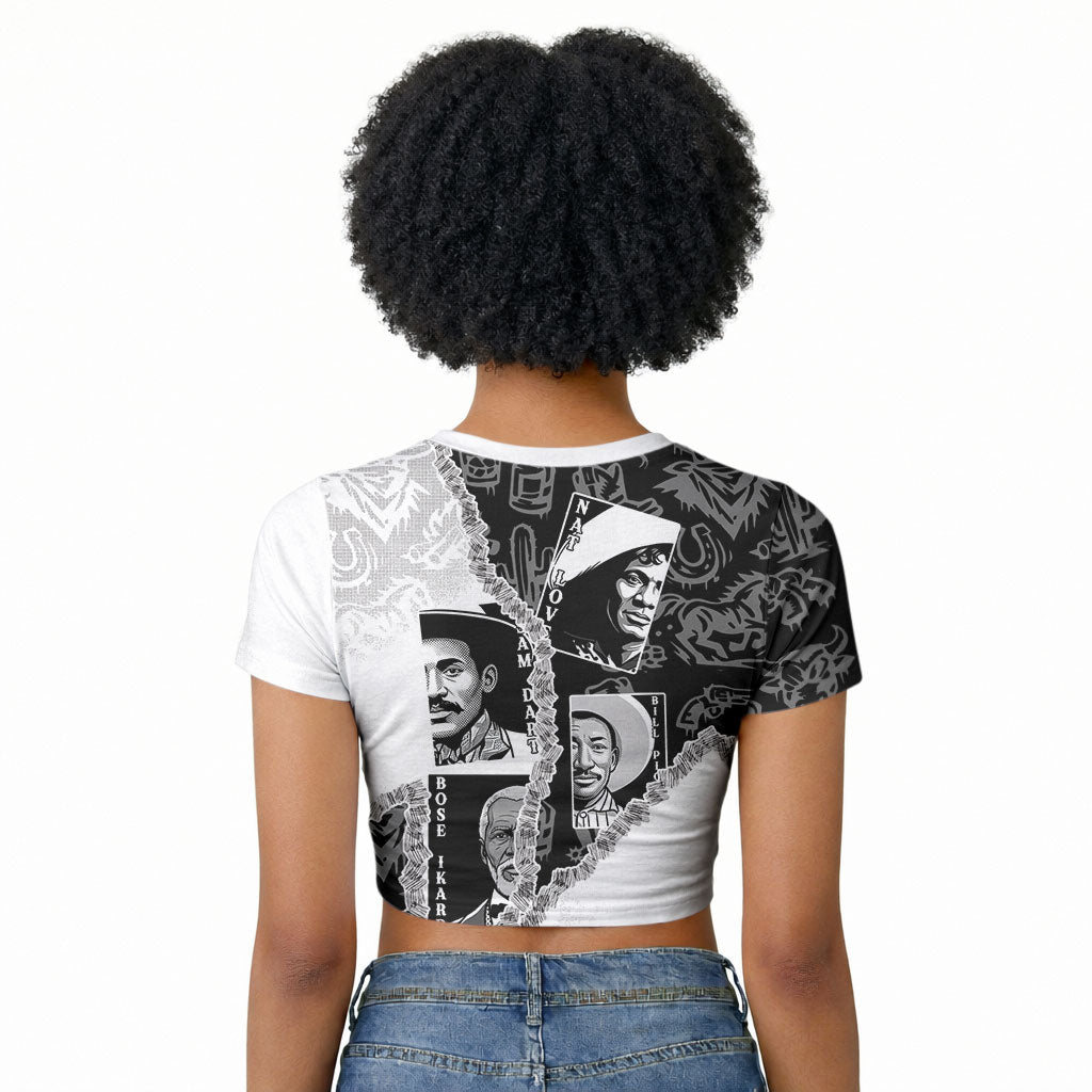 Black Cowboy Raglan Cropped T shirt African American Black History Unique Style