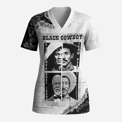 Black Cowboy Scrub Top African American Black History Unique Style
