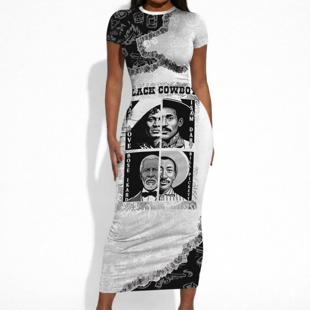 Black Cowboy Short Sleeve Bodycon Dress African American Black History Unique Style
