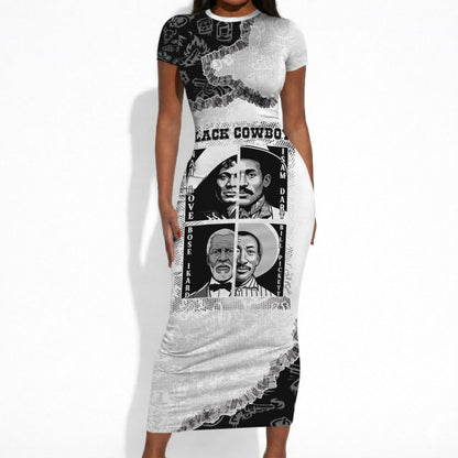 Black Cowboy Short Sleeve Bodycon Dress African American Black History Unique Style