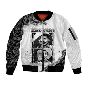 Black Cowboy Sleeve Zip Bomber Jacket African American Black History Unique Style