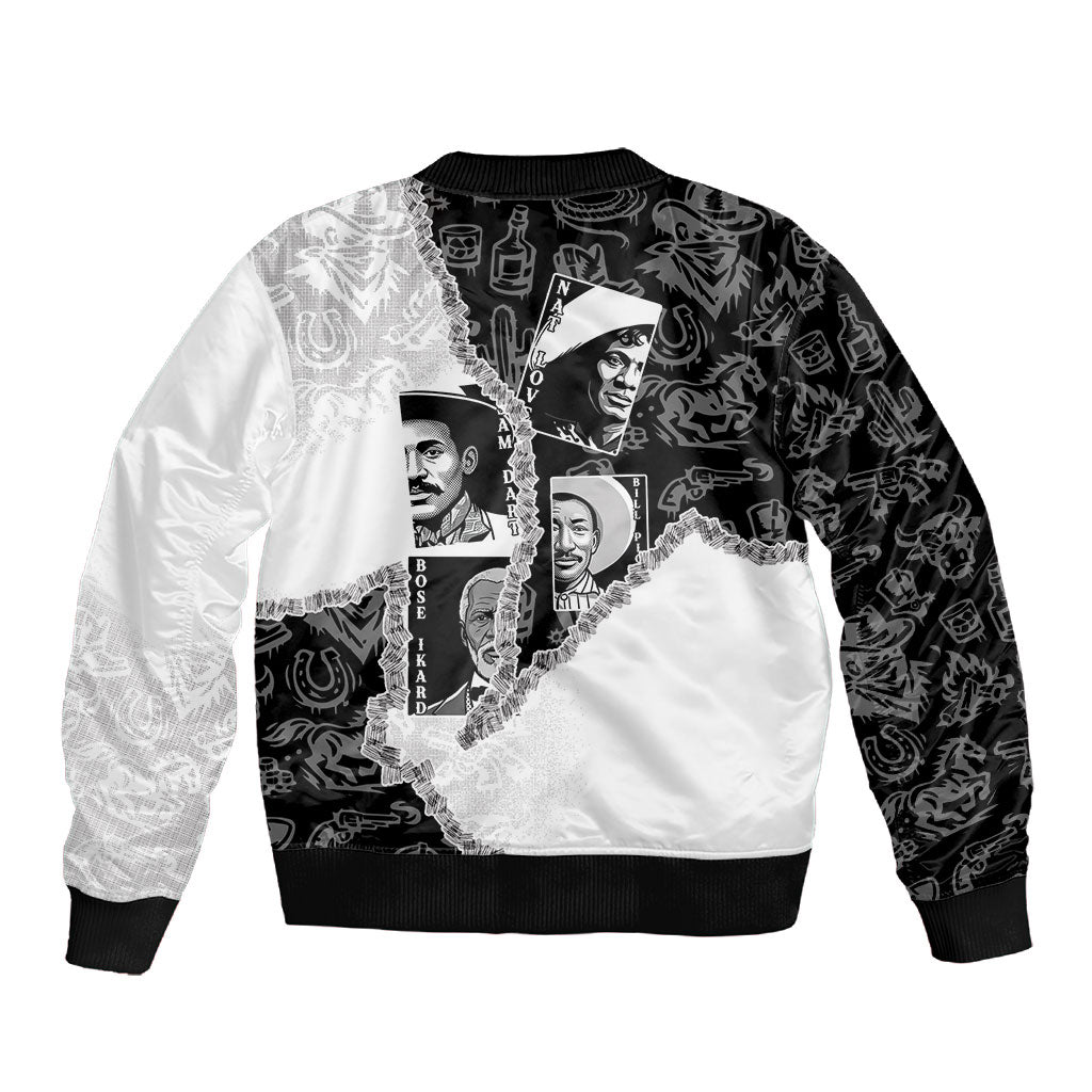 Black Cowboy Sleeve Zip Bomber Jacket African American Black History Unique Style