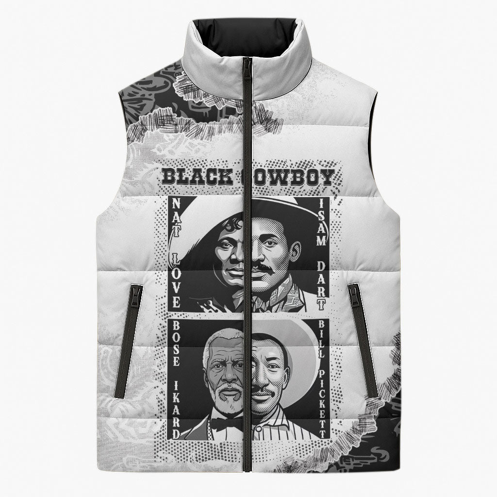 Black Cowboy Sleeveless Puffer Jacket African American Black History Unique Style