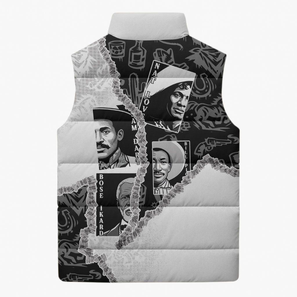Black Cowboy Sleeveless Puffer Jacket African American Black History Unique Style