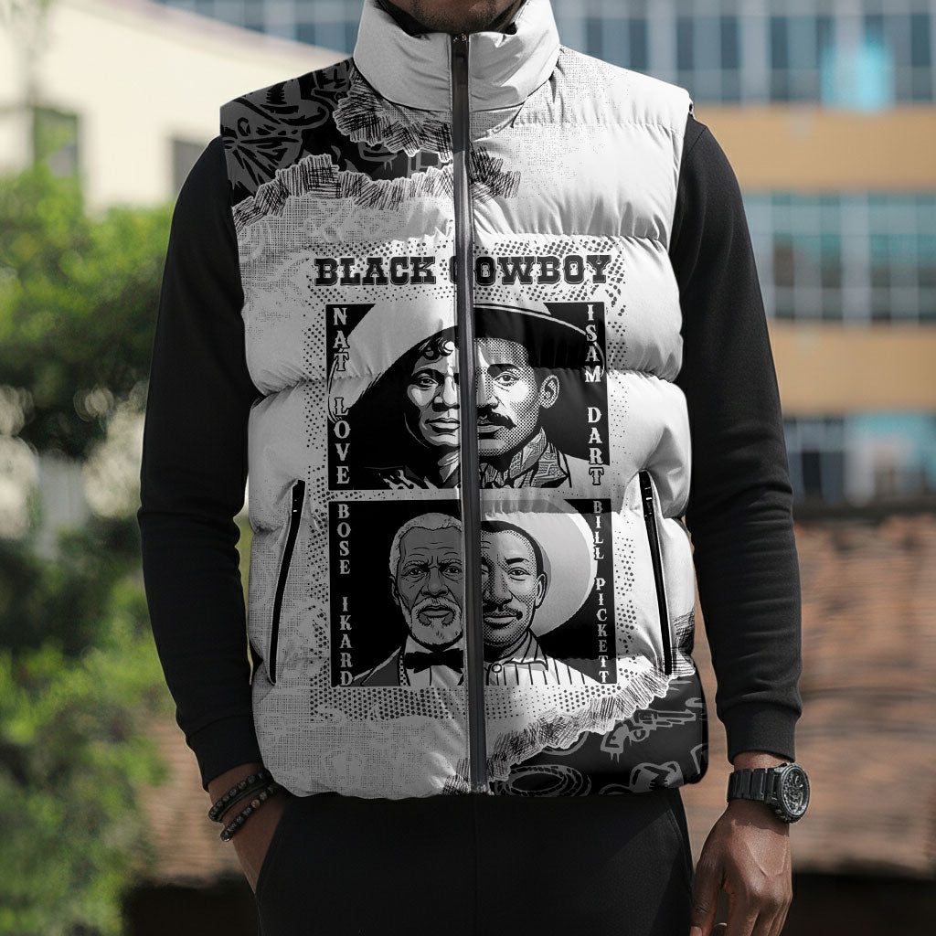 Black Cowboy Sleeveless Puffer Jacket African American Black History Unique Style