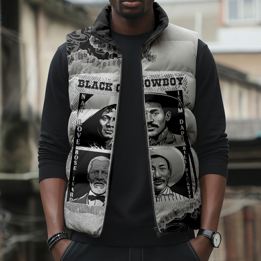 Black Cowboy Sleeveless Puffer Jacket African American Black History Unique Style