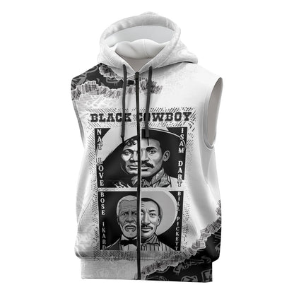 Black Cowboy Sleeveless Zip Hoodie African American Black History Unique Style