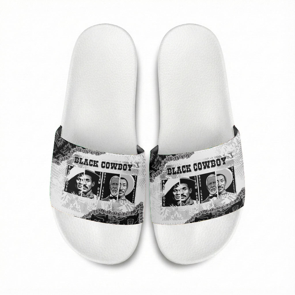 Black Cowboy Slide Sandals African American Black History Unique Style
