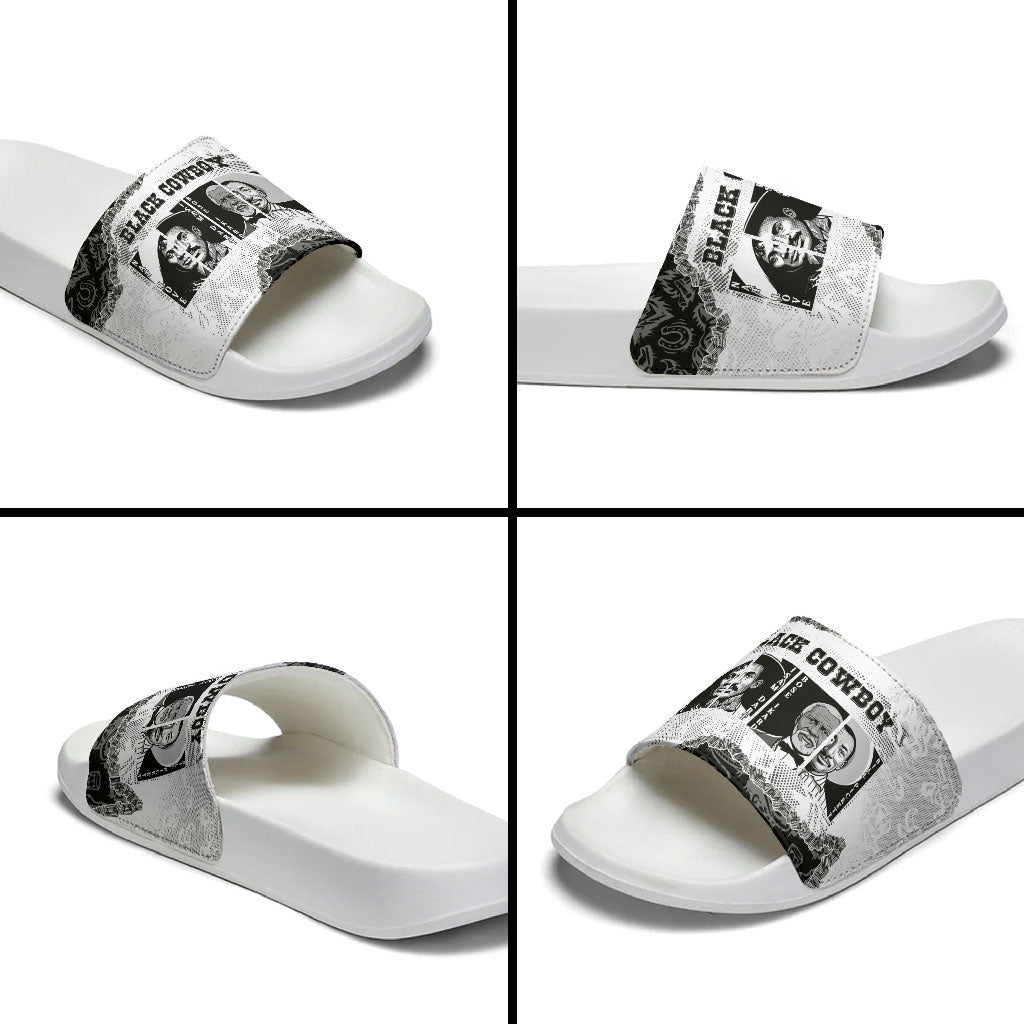 Black Cowboy Slide Sandals African American Black History Unique Style