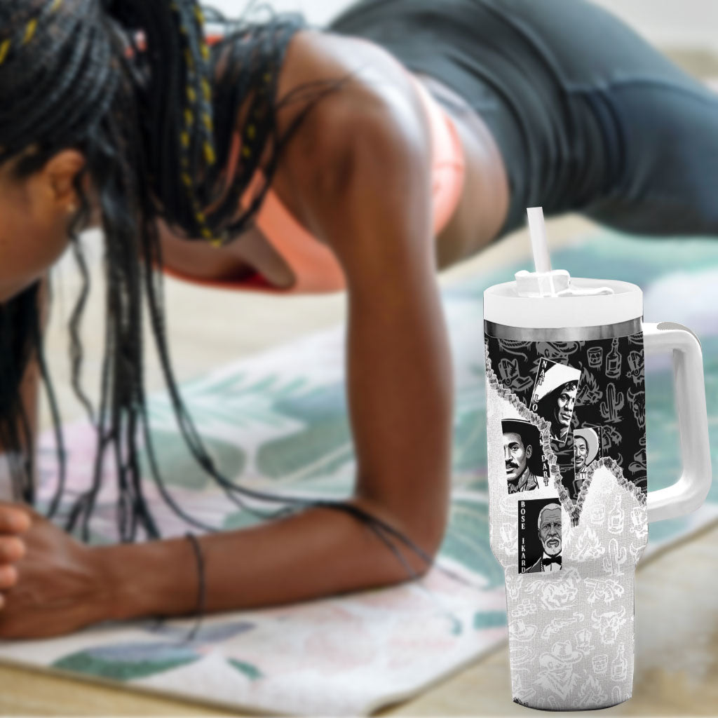 Black Cowboy Tumbler With Handle African American Black History Unique Style