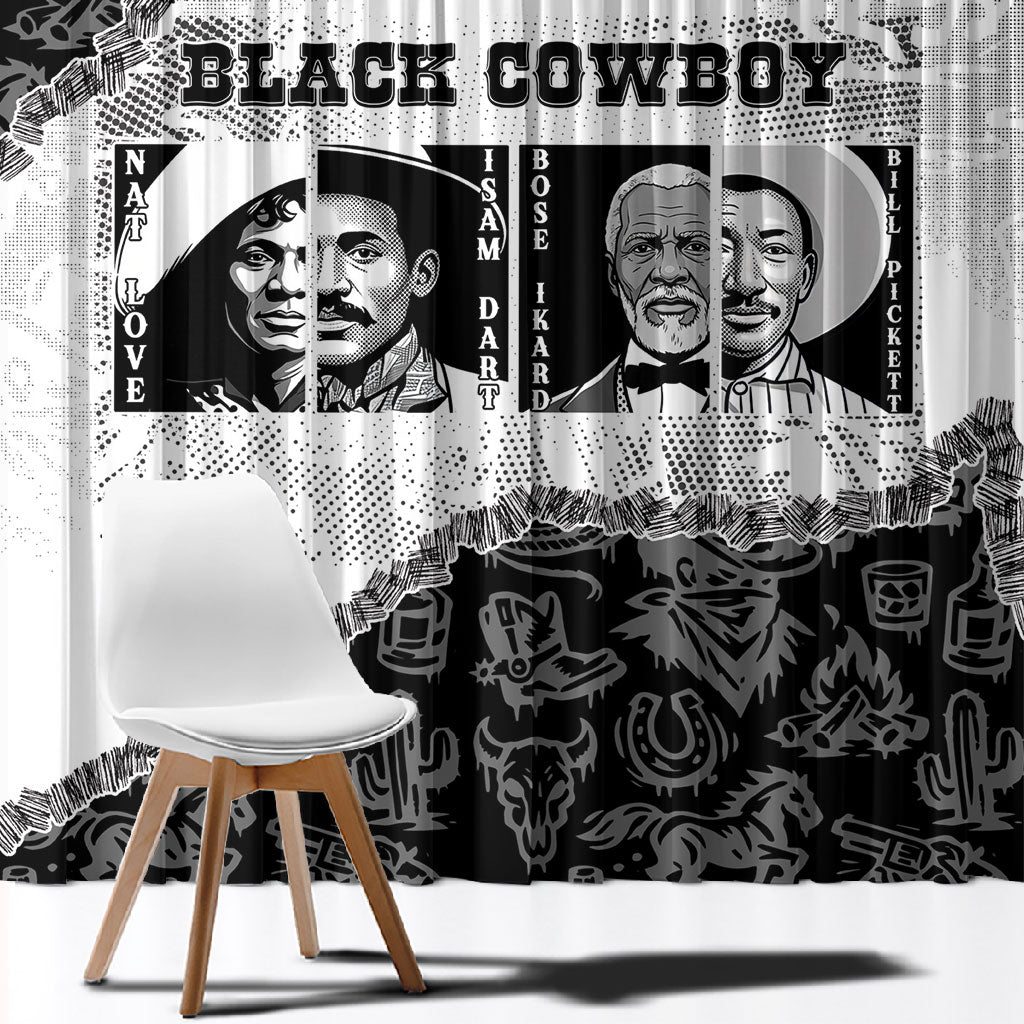 Black Cowboy Window Curtain African American Black History Unique Style
