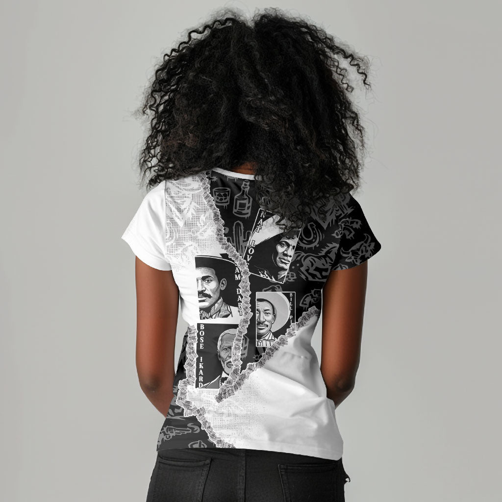 Black Cowboy Women V-Neck T-Shirt African American Black History Unique Style