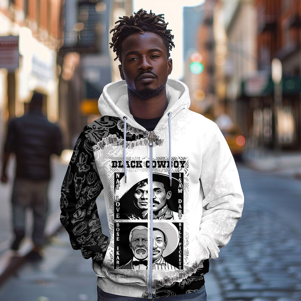 Black Cowboy Zip Hoodie African American Black History Unique Style