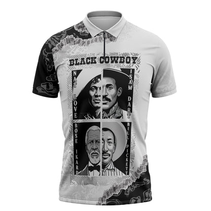 Black Cowboy Zipper Polo Shirt African American Black History Unique Style