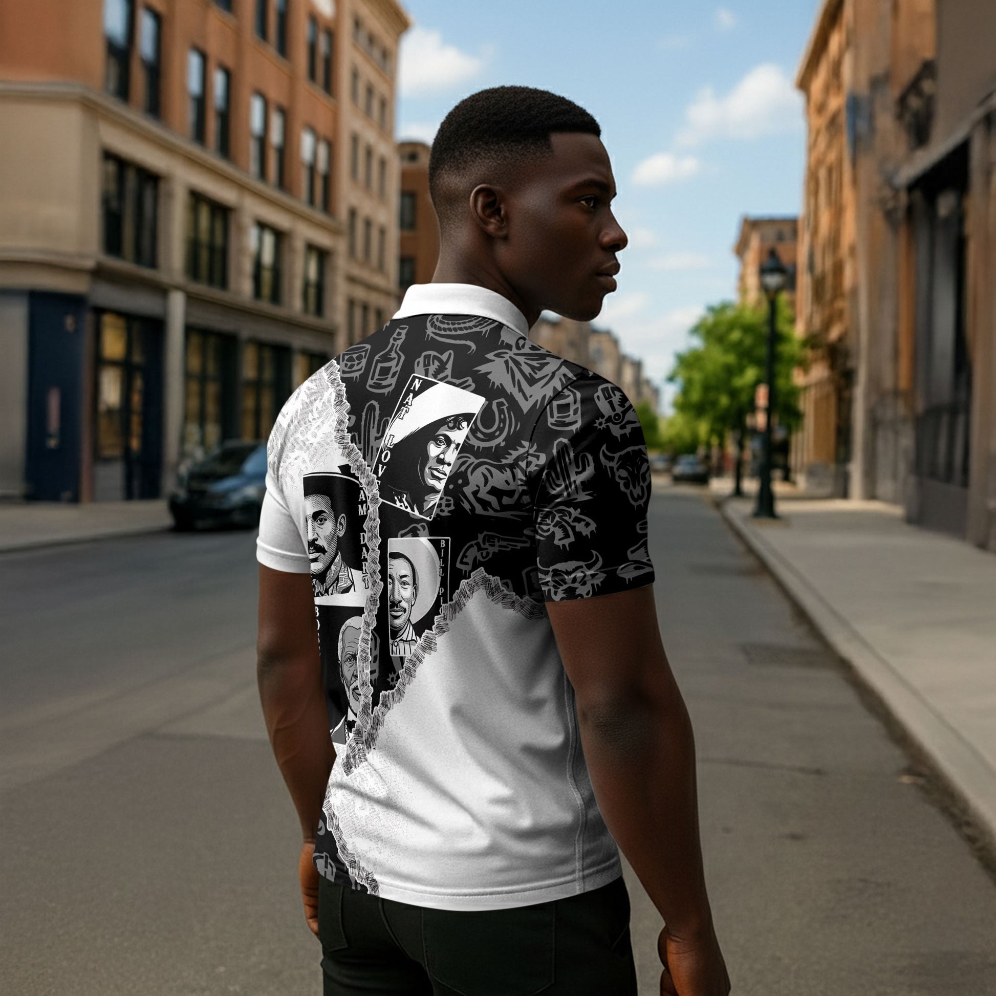Black Cowboy Zipper Polo Shirt African American Black History Unique Style