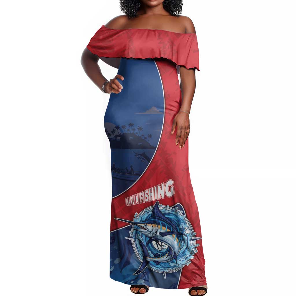 Afro-Dominicans Fishing Off Shoulder Maxi Dress Master Baiter - African Pride