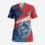 Afro-Dominicans Fishing Scrub Top Master Baiter - African Pride