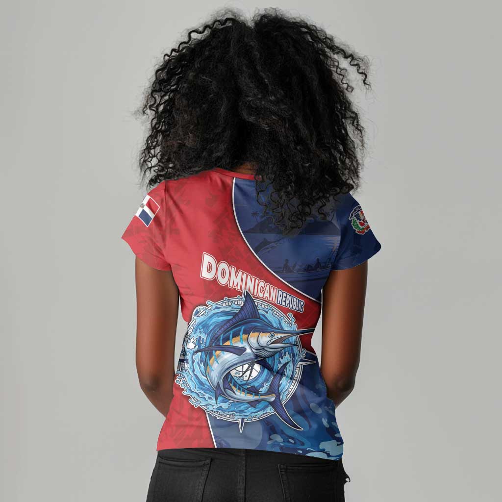 Afro-Dominicans Fishing Women V-Neck T-Shirt Master Baiter DT05