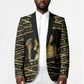 Egyptian God Ptah Blazer Gold Mummy Wrap Hieroglyphics Patterns