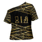 Egyptian God Ptah Cross Shoulder Shirt Gold Mummy Wrap Hieroglyphics Patterns