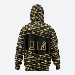Egyptian God Ptah Hoodie Gold Mummy Wrap Hieroglyphics Patterns