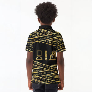 Egyptian God Ptah Kid Polo Shirt Gold Mummy Wrap Hieroglyphics Patterns