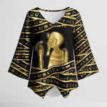 Egyptian God Ptah Kimono Sleeve Blouse Gold Mummy Wrap Hieroglyphics Patterns