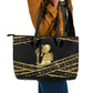 Egyptian God Ptah Leather Tote Bag Gold Mummy Wrap Hieroglyphics Patterns
