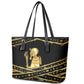 Egyptian God Ptah Leather Tote Bag Gold Mummy Wrap Hieroglyphics Patterns