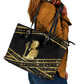 Egyptian God Ptah Leather Tote Bag Gold Mummy Wrap Hieroglyphics Patterns