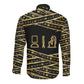 Egyptian God Ptah Long Sleeve Button Shirt Gold Mummy Wrap Hieroglyphics Patterns