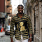 Egyptian God Ptah Long Sleeve Button Shirt Gold Mummy Wrap Hieroglyphics Patterns