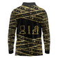 Egyptian God Ptah Long Sleeve Polo Shirt Gold Mummy Wrap Hieroglyphics Patterns