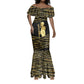 Egyptian God Ptah Mermaid Dress Gold Mummy Wrap Hieroglyphics Patterns