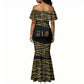 Egyptian God Ptah Mermaid Dress Gold Mummy Wrap Hieroglyphics Patterns