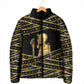 Egyptian God Ptah Padded Jacket Gold Mummy Wrap Hieroglyphics Patterns
