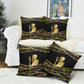Egyptian God Ptah Pillow Cover Gold Mummy Wrap Hieroglyphics Patterns