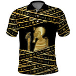 Egyptian God Ptah Polo Shirt Gold Mummy Wrap Hieroglyphics Patterns