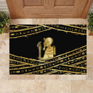 Egyptian God Ptah Rubber Doormat Gold Mummy Wrap Hieroglyphics Patterns