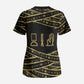 Egyptian God Ptah Scrub Top Gold Mummy Wrap Hieroglyphics Patterns
